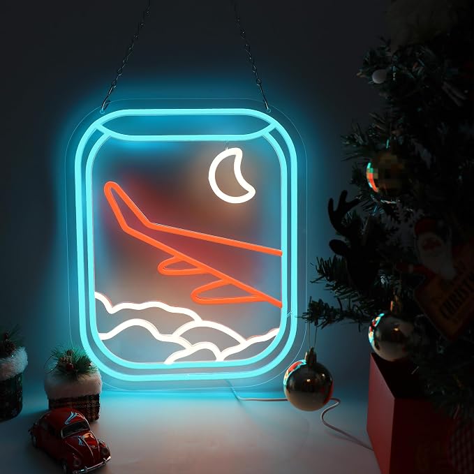 Airplane Window View Neon Sign for Kids Room Wall Decor, Airplane Window Led by TAGEEKOONeonSigns