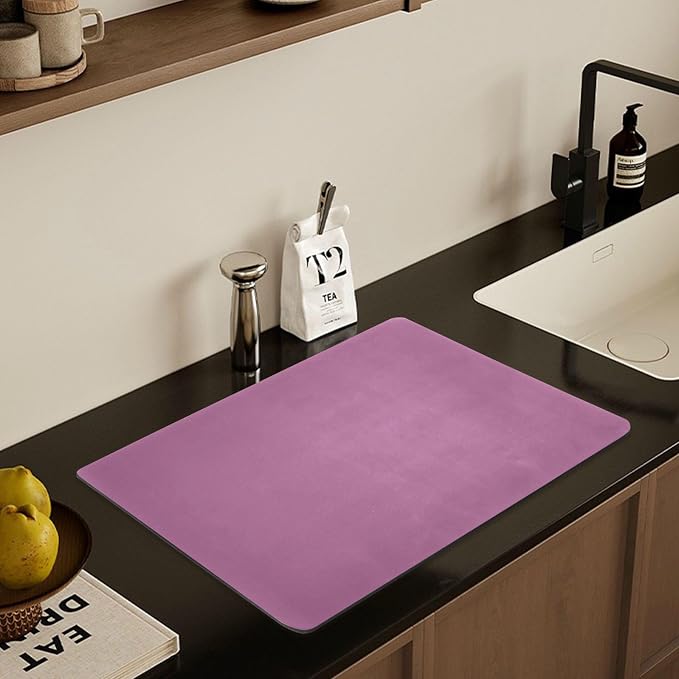 Dark Purple Dish Drying Mat for Kitchen Counter No-slip Rubber Bottom Coffee - Image 7