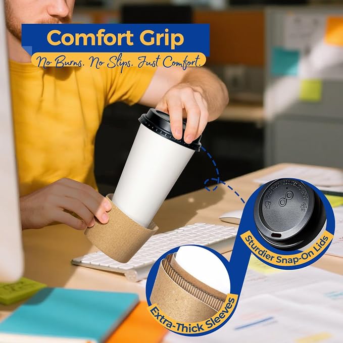 Fit Meal Prep 100 Pack 16 oz Disposable Coffee Cups - Image 8