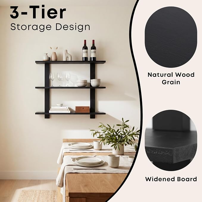 PHOENANCEE 3 Tier Floating Shelves, Long Wall Shelf, Over The Toilet Shelves - Image 7