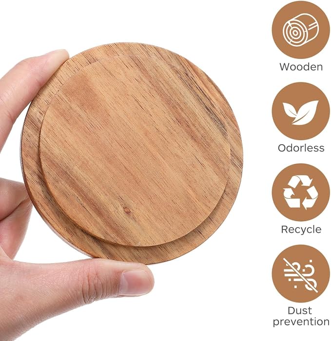 4-Pack Reusable Wooden Mug Lids 3.54 Inch Round Cup Covers - Image 4