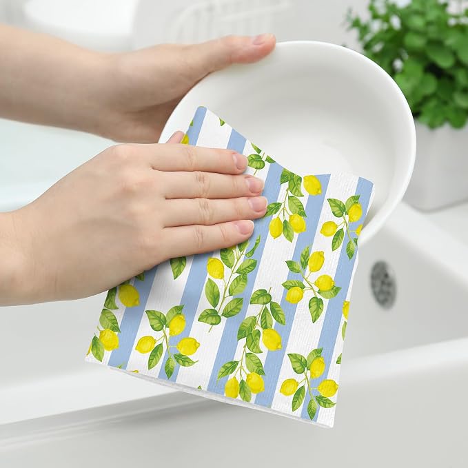 Lemon Kitchen Towels for Summer Kitchen Decor, Decorative Dish Towels Set of 2 - Image 3