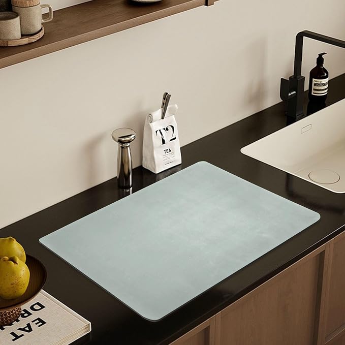 Celadon Dish Drying Mat for Kitchen Counter No-slip Rubber Bottom Dish Drying - Image 7