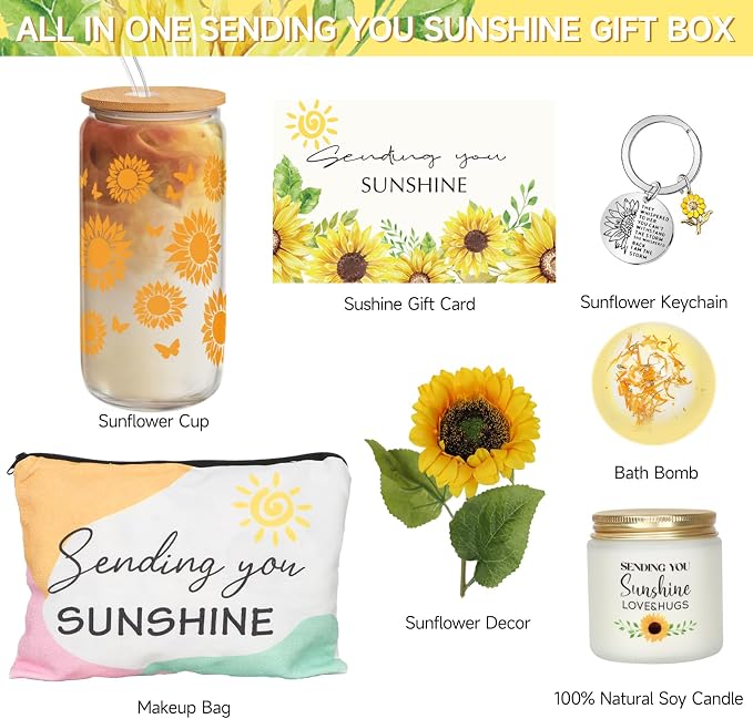 Birthday Gifts for Women, Get Well Soon Gifts Sending Sunshine Sunflower Gift - Image 7
