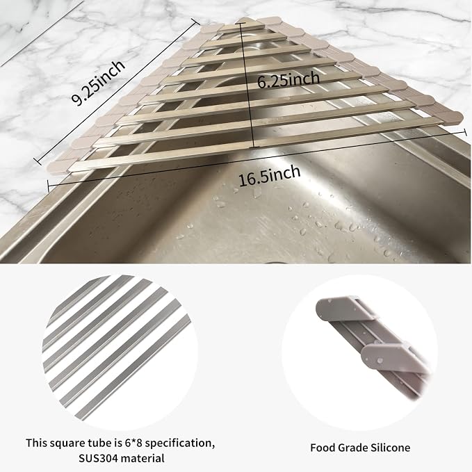Triangle Dish Drying Rack for Sink Corner Roll Up Dish Drying Rack Folding - Image 2