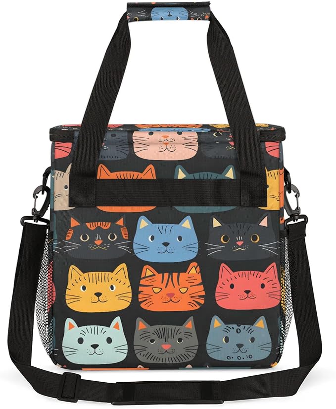 Cute Cartoon Cat Coffee Maker Carring Bag, Large Insulated Storage Organizer - Image 5