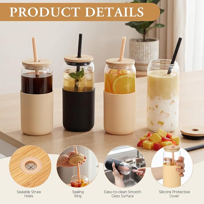 FillTouch 4 Pack 20 oz Glass Cups - Image 6