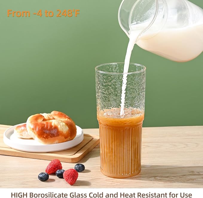 20 oz Glass Cups with Lids and Straws, Lightweight Borosilicate Glass Tumblers - Image 3