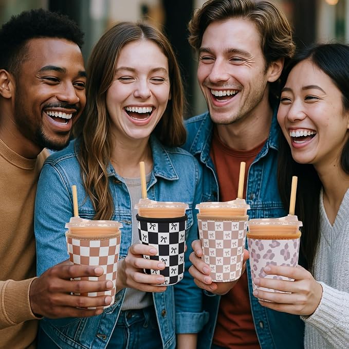 Reusable Insulated Neoprene Iced Coffee Cup Sleeve, Durable Drink Sleeve - Image 4