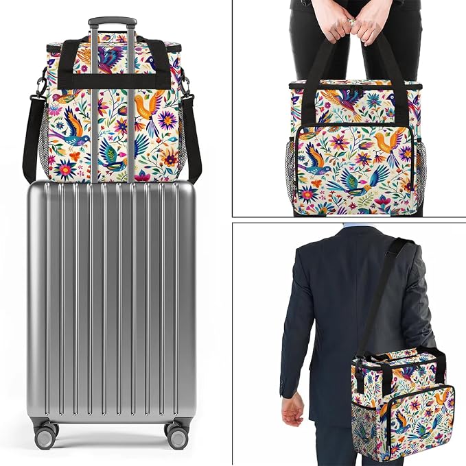 Mexica Mexico Floral Bird Coffee Maker Carring Bag, Large Insulated Storage - Image 7