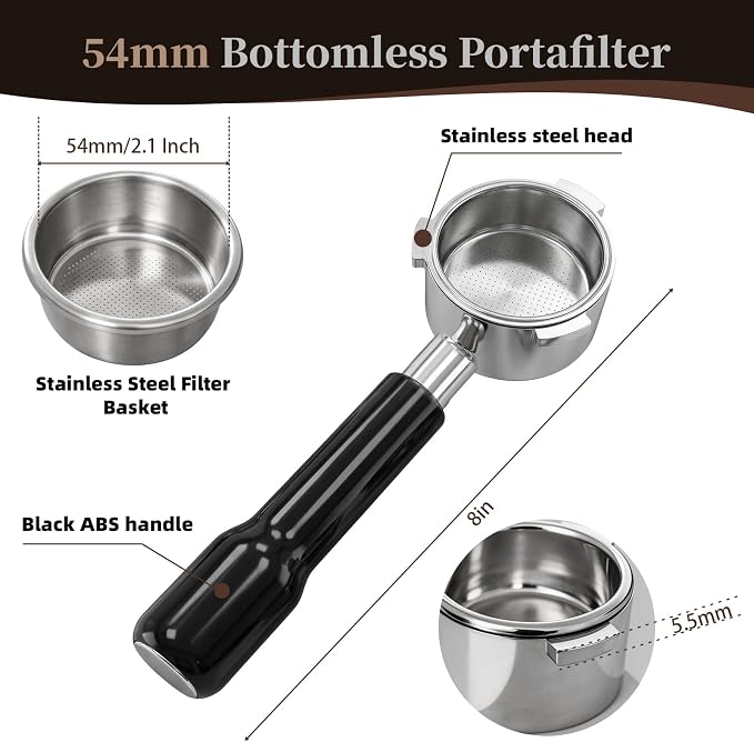 54mm Bottomless Portafilter 3 Ears Espresso Portafilter - Image 2