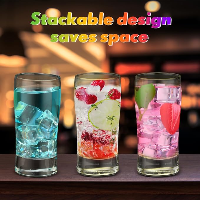 Bokon 12 Pcs Beer Glasses, Small Juice Glasses Cups Iced Tea Glasses Heavy Base - Image 6