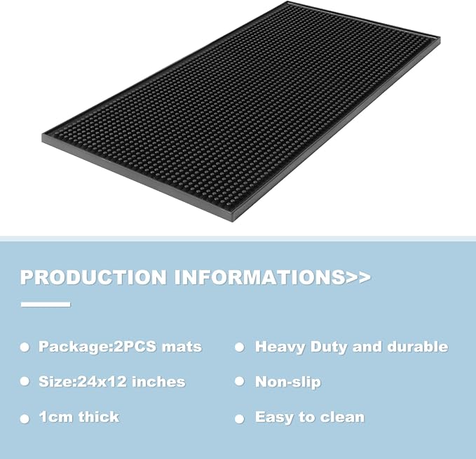 2 Pack Heavy-Duty Bar Mat Pad PVC Rubber Dish Drying Spill Matting - Image 6