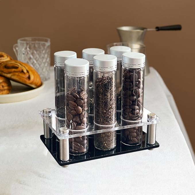6 Pieces Coffee Cellars Tube Glass Storage Containers - Image 5