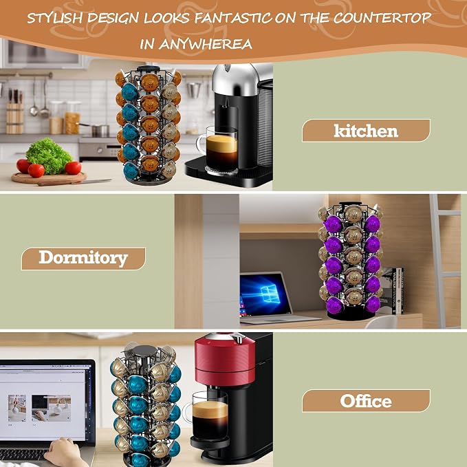 BLACKSMITH FAMILY Coffee Pods Holder Organizer, 360 Degrees Revolving Pod - Image 9