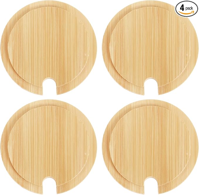 uxcell 4Pcs Bamboo Cup Lid by uxcell