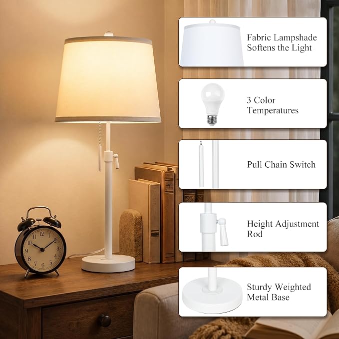 JUNNAI White Table Lamps Set of 2 - Image 4