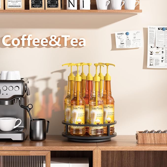 THYGIFTREE Rotating Coffee Syrup Organizer 7 Bottles Syrup Rack - Image 7