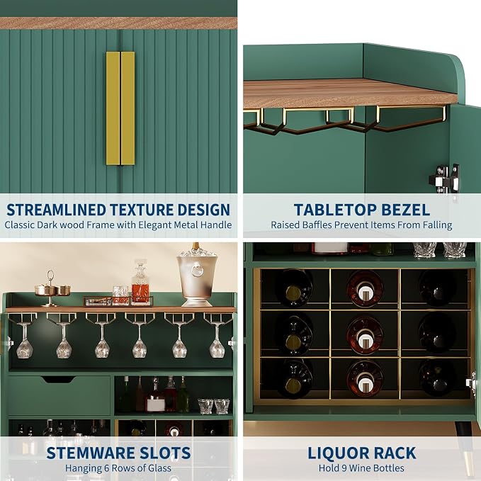 Modern Fluted Wine Bar Cabinet - Image 3