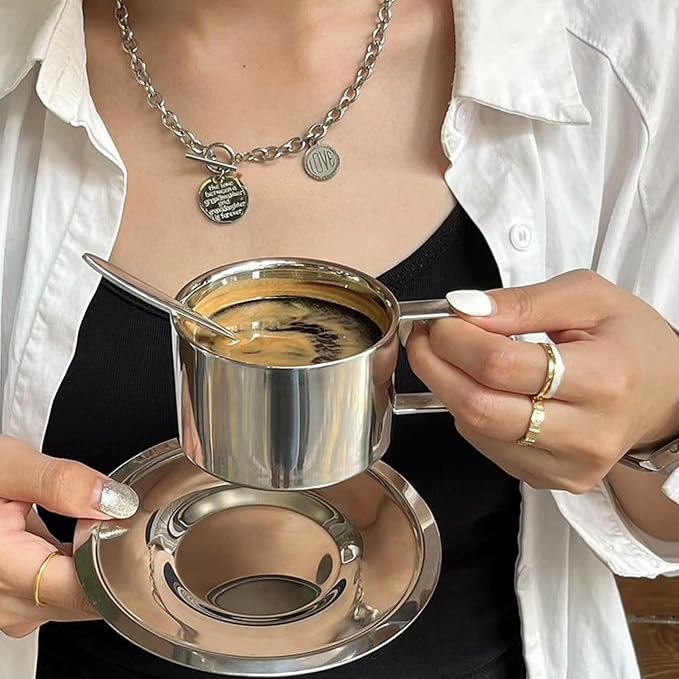 ZENFUN 4 Pack 6.8 oz Coffee Cups Set, 18/8 Stainless Steel Espresso Cup - Image 5