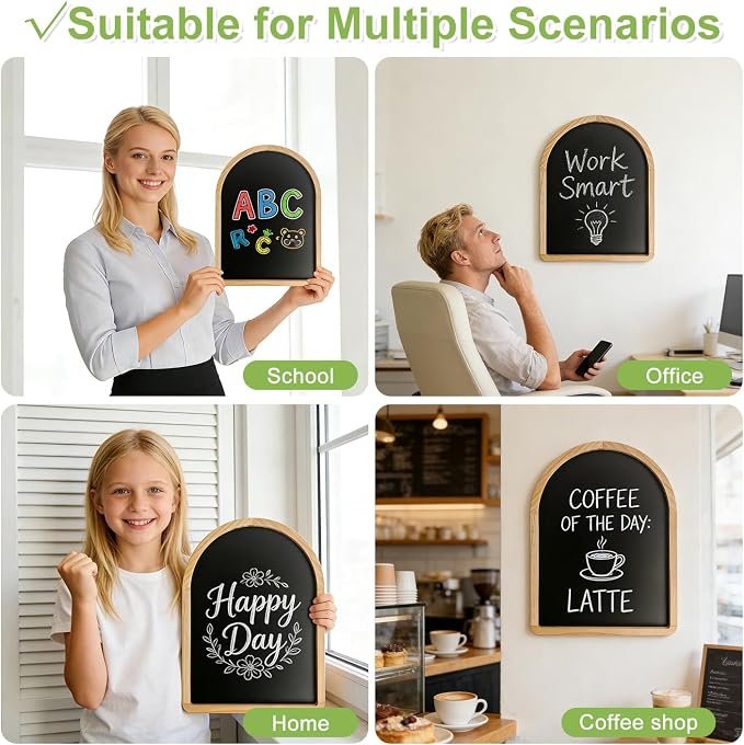 Curved Balckboard, 11.8″x15.7″ Small Magnetic Chalkboard, Pine Frame, Wall - Image 7