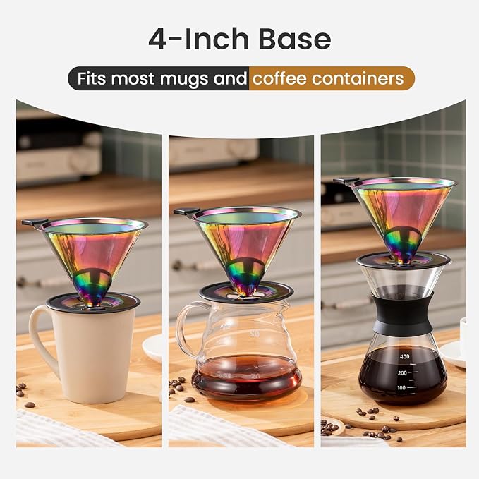 【2.0 Upgraded】 Stainless Steel Pour Over Coffee Filter, Paperless Reusable - Image 6