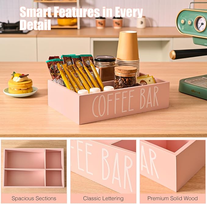 STORAGENIE Wooden Coffee Station Organizer – Removable Dividers, Storage - Image 5