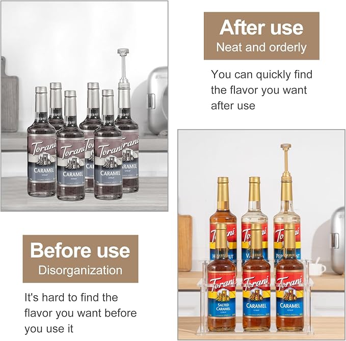 Acrylic Coffee Syrup Organizer, 2 Tier Coffee Syrup Rack, Syrup Bottle Holder - Image 6