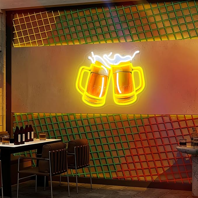 Beer Neon Sign UV Prited Cheers Neon Light Dimmable USB Powered Beers Glass - Image 3