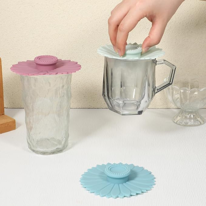 Qianyu 3 Pcs Sunflower Silicone Cup Covers Flexible Mug Cover Multicolored - Image 4