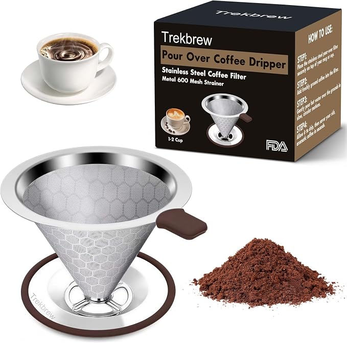 Pour Over Coffee Dripper, Stainless Steel Coffee Filter 600 Mesh Ultra-Fine by Unknown