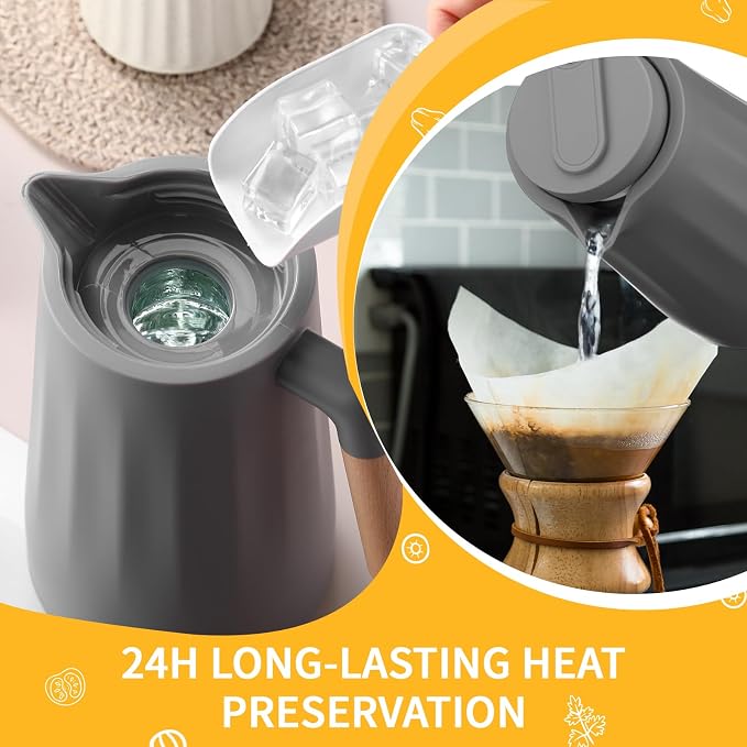 Ziliny 2 Pcs 34 oz Thermal Coffee Carafe - Image 3