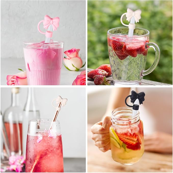 6PCS Bow Straw Toppers, Cute Straws Covers - Image 6