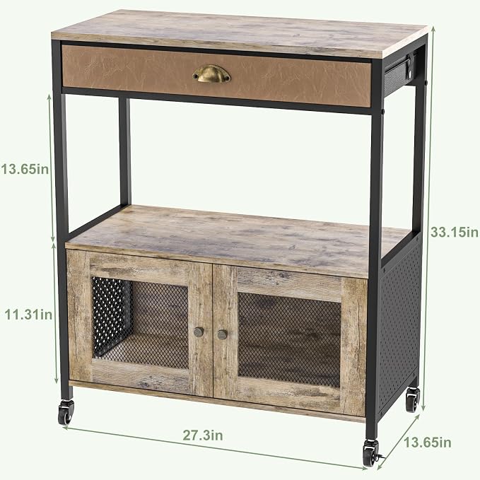 X-cosrack Large Coffee Bar Cabinet，3 Tiers Kitchen Coffee Cart - Image 2