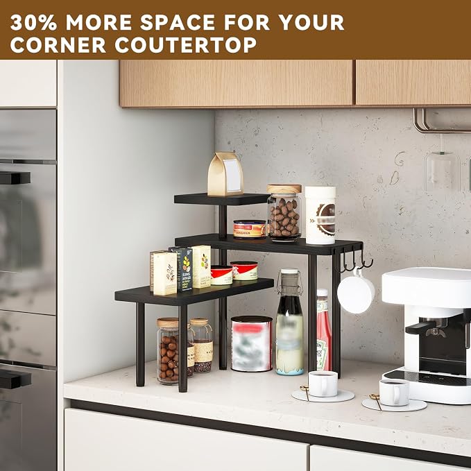 IBUYKE Countertop Organizer, 3-Tier Spice Racks, Kitchen Counter Corner Shelf - Image 2