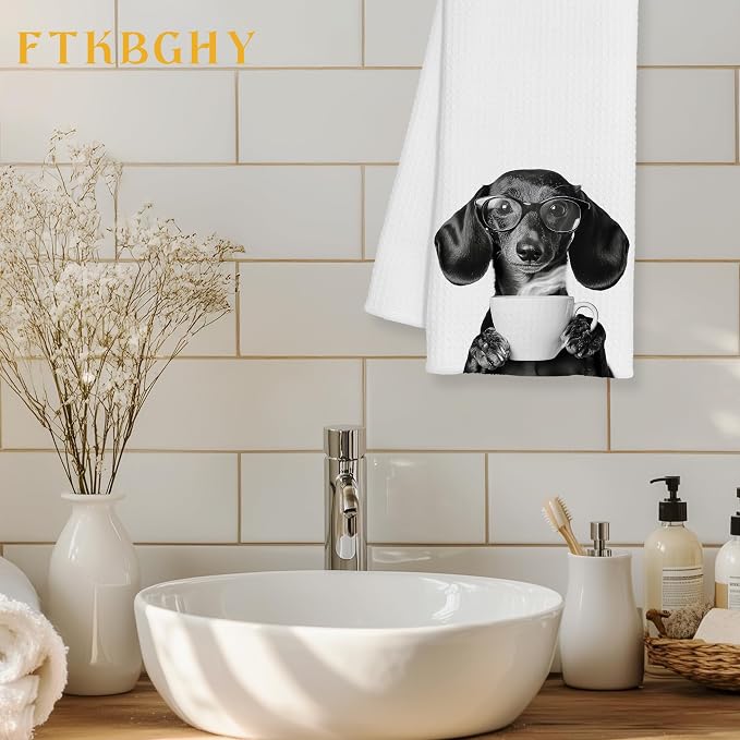 Funny Dachshund Coffee Kitchen Towels, Dachshund Gifts - Image 2
