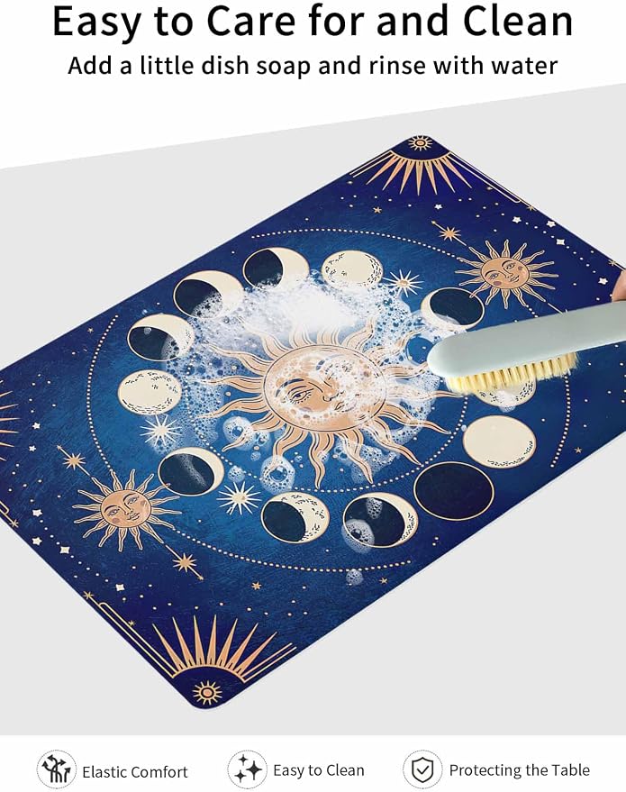 Sun Moon Coffee Mat Starry Sky Mystery Tarot Absorbent Bar Mat - Image 7