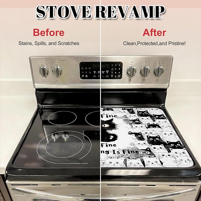 Black Cat Stove Top Cover for Electric Stove 28"x20" - Image 4
