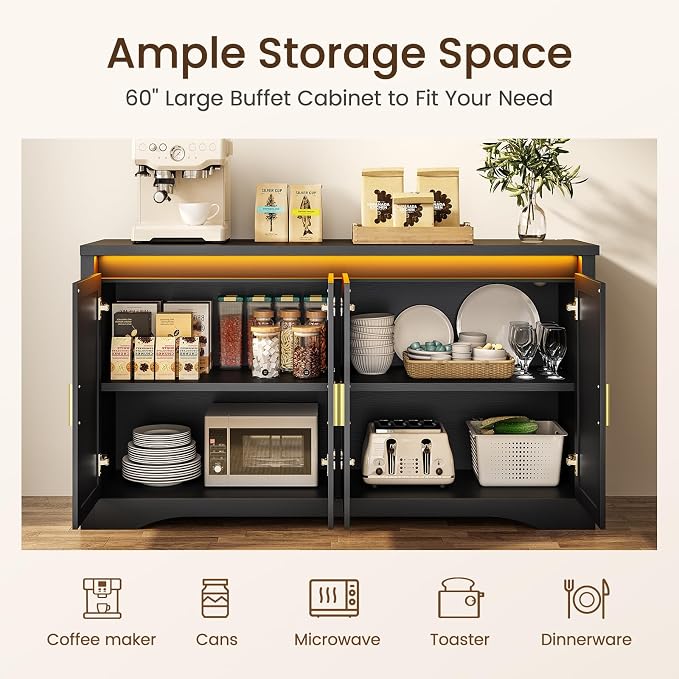 60'' Sideboard Buffet Cabinet - Image 4