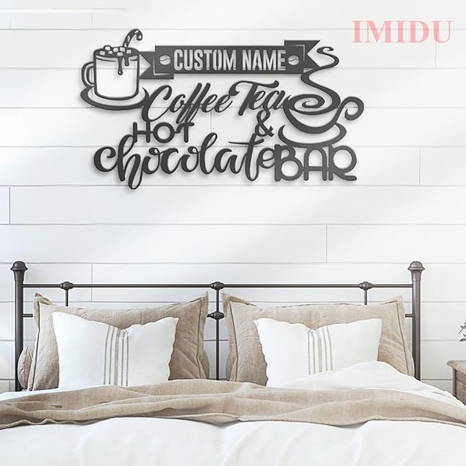 Custom Text Hot Chocolate And Coffee Tea Bar Metal Wall Art LED Light - Image 4