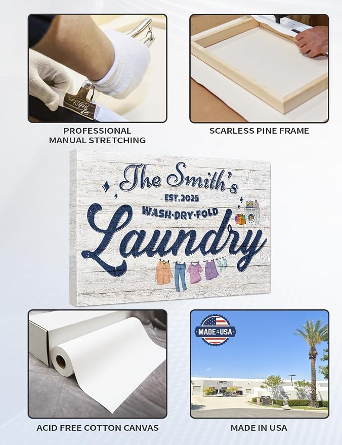 IPIC - Personalized Laundry Room Sign, Custom Canvas Wall Art - Image 5