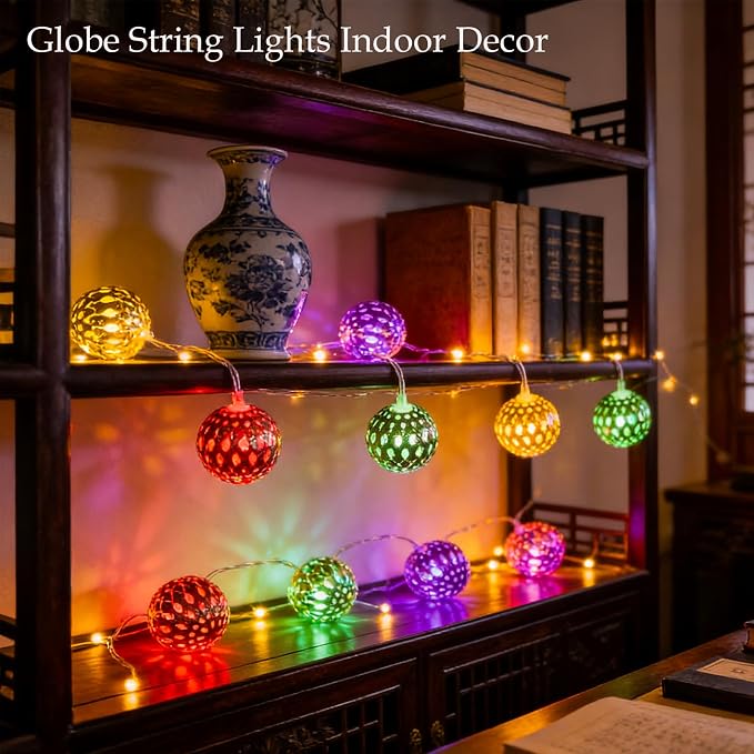 USB & Battery Operated Pastel Metal Ball String Lights Easter Egg Decor - Image 4
