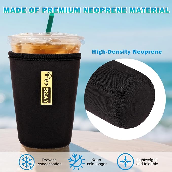HEYSKAY Insulated Coffee Cup Sleeves Reusable Neoprene Iced Coffee Sleeve - Image 2