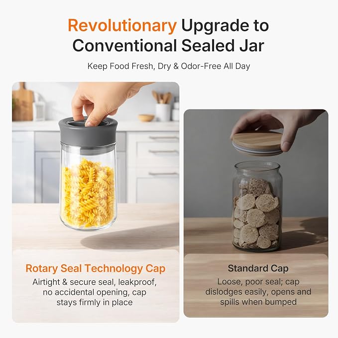 Upgraded Rotary Airtight Glass Mason Jar - Image 3