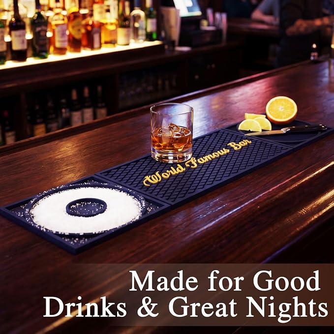 Bar Mat 3-in-1 Non-Slip Bartender Mat, Bar Accessories Countertop Mat 24 x 6 - Image 5