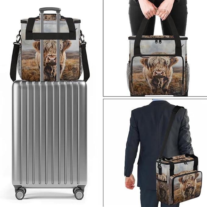 Highland Cow Funny Coffee Maker Carring Bag, Large Insulated Storage Organizer - Image 7