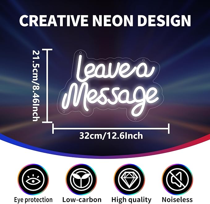 Leave A Message Neon Sign for Wall Decor, Message Led Signs, Dimmable USB - Image 3