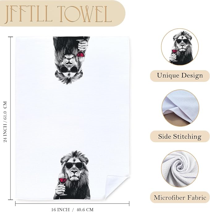 Funny Lion Kitchen Towels, Lion Lover Gifts Dish Tea Towels - Image 7