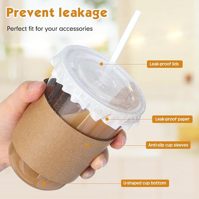 Baderke 50 Sets Clear Plastic Coffee Cups - Image 4