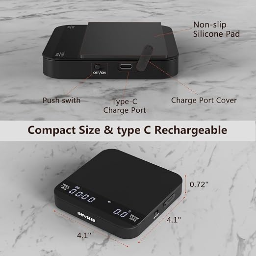 Coffee Scale with Auto Timing, Mini Rechargeable Espresso Scale with Timer - Image 2